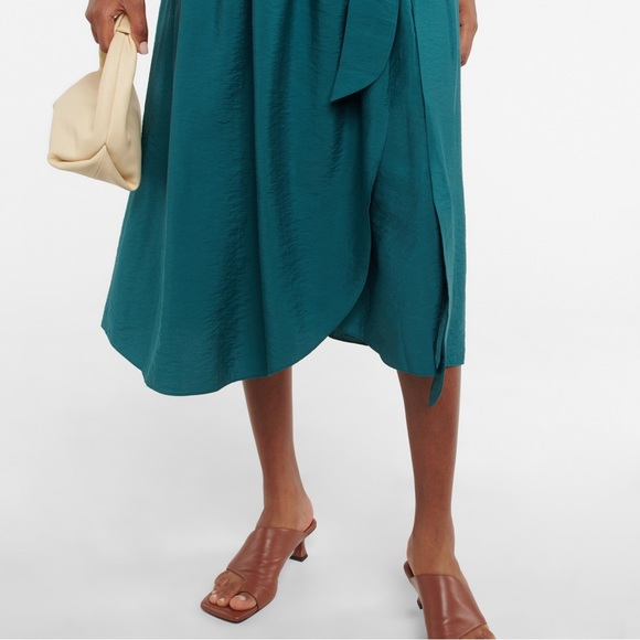 NWT VINCE Teal Sleeveless Midi Wrap Dress - Picture 5 of 10